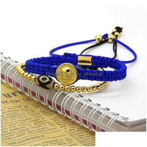 Bracelets porte-bonheur bijoux de qualité supérieure en gros 10 pièces/lot mélange de couleurs laiton rond Skl Rame bracelets pour hommes livraison directe Dhwlh