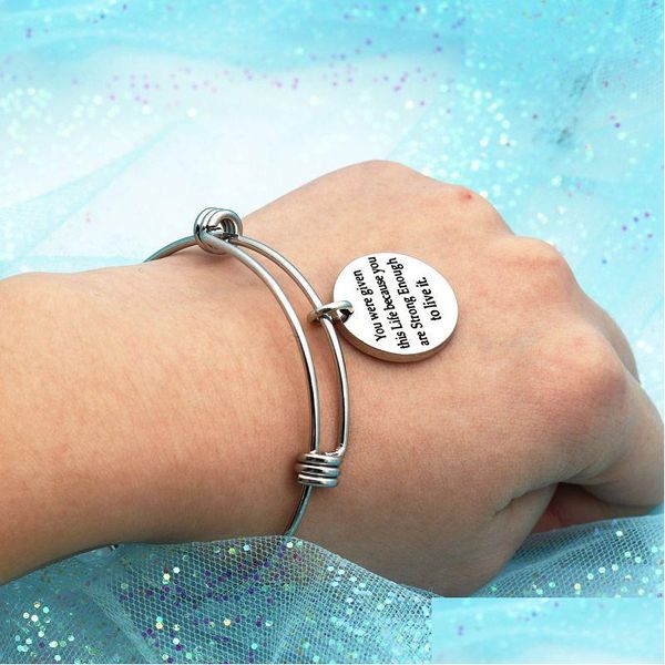 Pulseras con dijes de acero inoxidable de calidad superior Alambre expandible Mujeres Inspiradas Encantos de fe Amistad Brazalete Joyería Bestfriend Gi Dhcmq