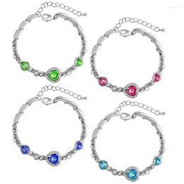 Pulseras con abalorios, gran oferta, circonita de colores, corazón de cristal austriaco, cadena de eslabones para mujer, brazaletes de joyería