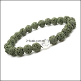 Bracelets de charme Arbre de vie Bracelet Colorf Lava Guérison Nce Perles Reiki Bouddha Prière Diffuseur d'huile essentielle Bracelet pour W Mjfashion Dhq8L