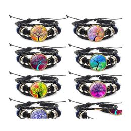 Bedelarmbanden Tree of Life Glass Cabochon Bracelet Mtilayer Wrap Bangle Cuff Polsband Luxe Designer Sieraden Vrouwen Drop levering DHBM1