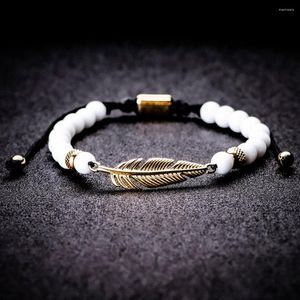 Bracelets porte-bonheur tendance plume forme accessoires fait à la main hommes couronne Bracelet acier inoxydable pour cadeau d'anniversaire spécial