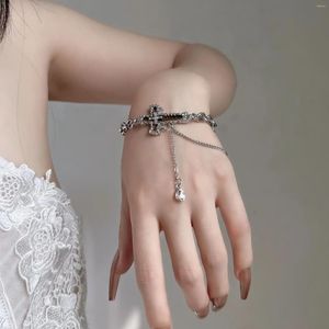 Bracelets de charme Miroir Miroir Cross Silver Color Splice Splice Chain Chain pour Unisexe Cool Aesthetics Hip Hop Fashion Bijoux