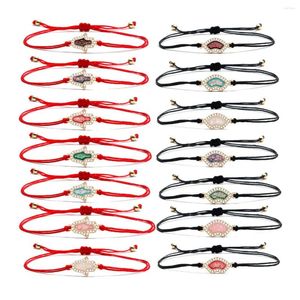 Bracelets à breloques à la mode lunette Zircon synthétique opale exquise en forme d'éventail/Hamsa main Fatima Bracelet Fit femmes tressé rouge/noir corde bijoux