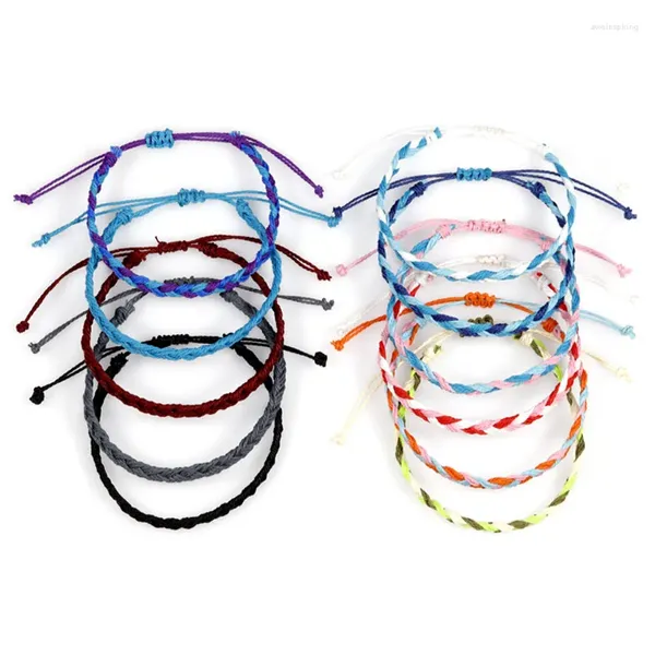 Bracelets de charme à la mode tressé coloré à la main tissé corde bracelet ethnique imperméable cire chaîne pour femmes filles bijoux cadeaux