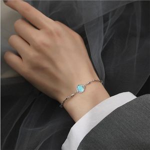 Bedelarmbanden trendy kristalblauwe oceaan armband voor dame sieraden topkwaliteit 925 zilveren vrouwelijke prinses verloving accessoires