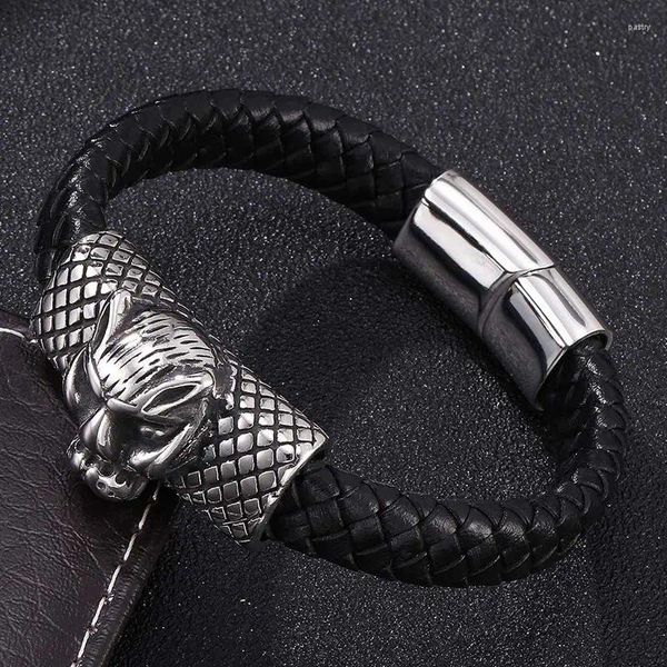 Bracelets de charme Ornement de la tête de chien tendance cuir authentique pour hommes Bijoux de bracelet Drop Fr0282