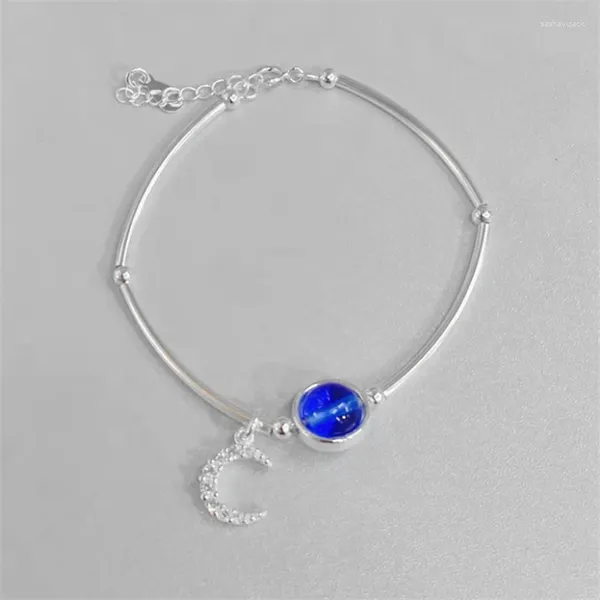 Bracelets de charme Tendance Fantastique Cristal Bleu Zircon Pierres Boho Bracelet Lune Femmes Mode 2024