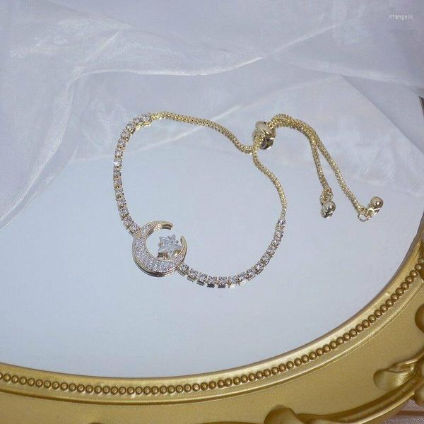 Bracelets porte-bonheur à la mode petite amie zircone lune étoile Bracelet romantique femmes femme cadeau d'anniversaire