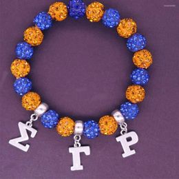 Bracelets de charme à la main à la main extensible jaune bleu boule de cristal perles Sigma Gamma Rho bracelet bracelets sororité fraternité lettre grecque