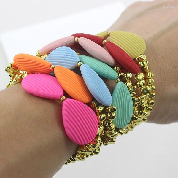 Pulseras de encanto Moda Irregular Hematita Dorada Cadena de cuentas Colorida Pajarita para mujeres Bohemia Estirada Brazaletes 2023