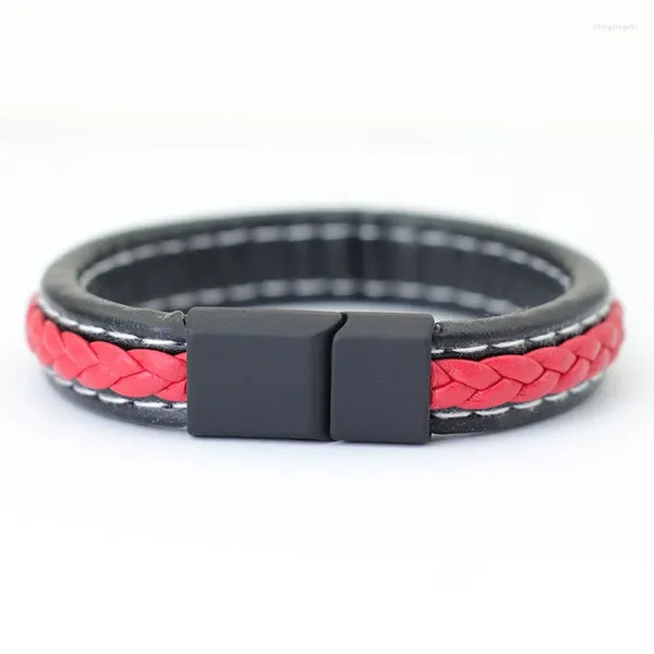 Bracelets de charme bracelet en cuir tendance hommes hiphop rock bangles homme chanceux braclet rouge cadeau pour accessoires de petit ami pulseira