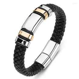 Bracelets de charme Bracelets à la mode en cuir tressé Traité Classic Design Magnetic fermac pour hommes Hip Hop Punk Jewelry Accessoires Cadeau