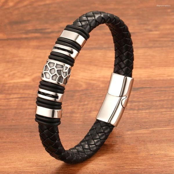 Pulseras de encanto Hombres de cuero de moda Cuerda trenzada de acero inoxidable para regalo de joyería femenina masculina