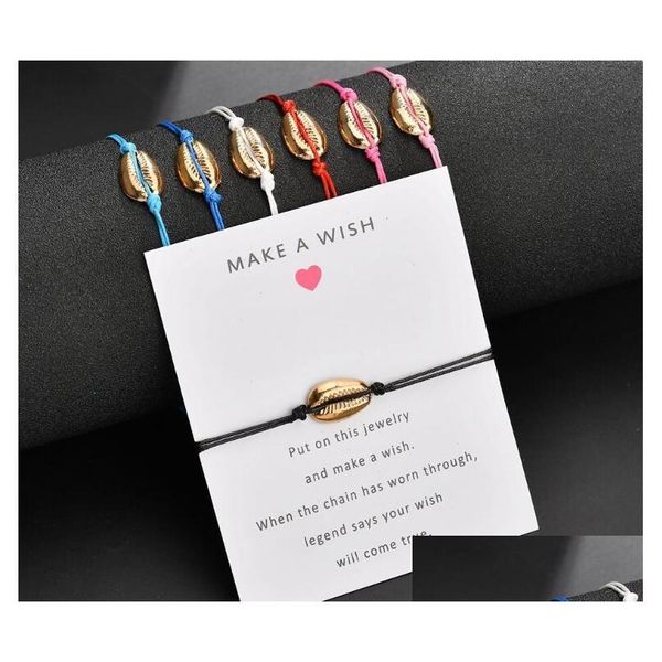 Bracelets de charme Trendy Lucky Red String Shell pour femmes hommes enfants conception simple souhait cadeau livraison directe bijoux Dhdvk
