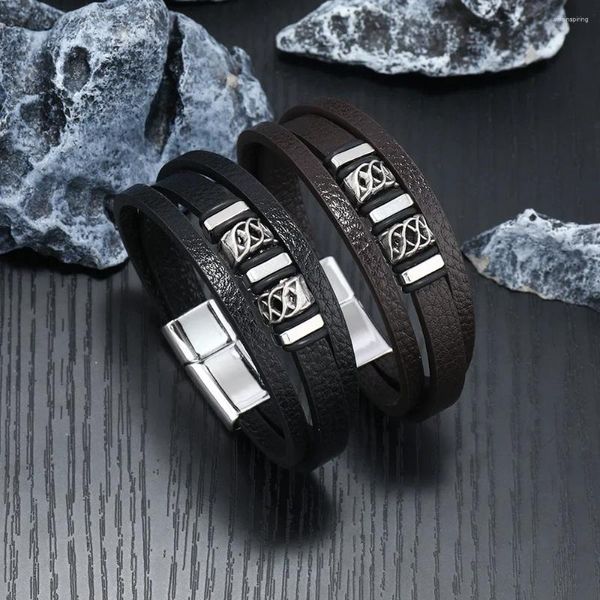 Bracelets de charme Bracelet tressé en cuir pour hommes à la mode pour hommes personnalité rétro dragon chinois tricoté cadeaux de la Saint-Valentin