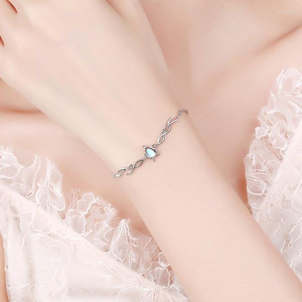 Pulseras con abalorios, alce de cristal de piedra lunar a la moda para mujer, joyería de moda, accesorios de fiesta para niñas de plata de ley 925 Kent22