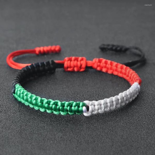 Bracelets de charme Bracelet tressé de drapeau national à la mode coloré tissé corde fil réglable bracelets de mode à la main pays bijoux d'état