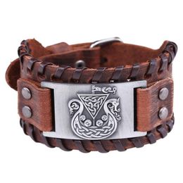 Bracelets de charme Trendy Nordic Odin Triangle Pirate Ship Bracelet Viking Mode Homme Cuir Tissé Accessoires Party Jewelry205D