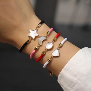 Bracelets porte-bonheur à la mode coquille coeur lune croix femmes Bracelet luxe réglable coloré Milan corde pour bijoux cadeau