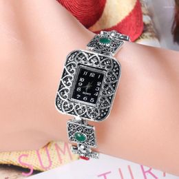 Bedelarmbanden trendy verzilverde armband horloge voor vrouwen sieraden persoonlijkheid kristalhars meisjes dame kwarts accessoires kent22