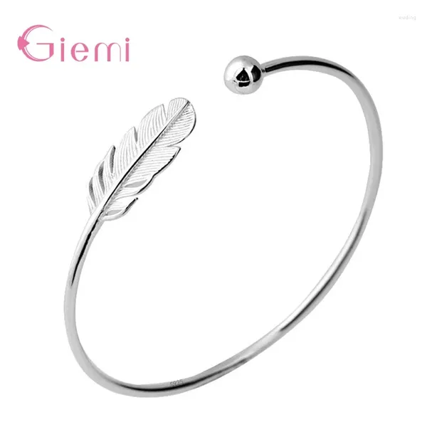 Bracelets Charmet Feather de animales de estilo moderno para mujeres 925 Joyería de plata esterlina Brazaletes de accesorio Tamaño ajustable