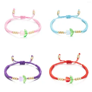 Bedelarmbanden trendy zoete tulparmband voor vrouwen handgemaakte hars bloem gevlochten touw verstelbare vriendschap sieraden geschenken