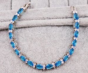Bracelets de charme Bracelets à la tendance Waterdrop Blue Zirconia Link Chain à la main Coupure de sécurité cachée pour les femmes ACCESSORIE DE JOWNE
