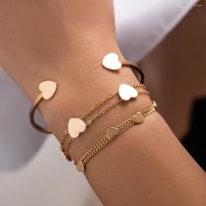 Bracelets de charme Bracelet à franges pour femmes à la mode Unique Punk Métal En Forme De Coeur Ensemble Bijoux De Mode Personnalisé Cascade Chaîne Bracelet Épais
