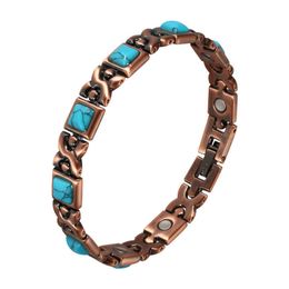 Bracelets porte-bonheur tendance santé thérapie magnétique Bracelets femmes et hommes bijoux Turquoise 100% pur cuivre Bracelet Bracelet