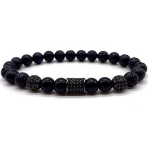 Bedelarmbanden tube disco bal armband mannen 2021 mode handgemaakte pave cz zwarte lava steen voor sieraden cadeau