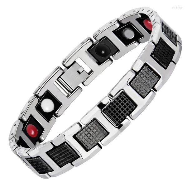 Bracelets à breloques Bracelet énergétique en acier au tungstène Germanium Anti-fatigue Titanium Homme Anti-rayonnement Santé