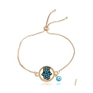 Bracelets de charme dinde bleu Evil Eye for Women Men Men Bonne chance Elephant Hamsa Hand Love Lettre chaînes ajustées Bijoux de mode Drop D Otupj