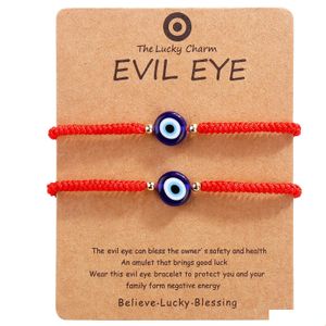 Bedelarmbanden Turkije Evil Eye Card Bracelet Vrouwen handgemaakte zwarte rode touwketen Lucky Eyes kralen Girl Party sieraden cadeau C DHGARDEN DHSJZ