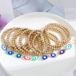 Bedelarmbanden Turkije Oval Blue Evil Eye Charmel Bracelet Women Handmade Gold Ploated Beads Rope Chain Lucky Girl Party Jewel Dhgarden Dh7zk