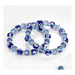 Bracelets porte-bonheur Bracelet oeil bleu turc bijoux faits à la main Amet religieux mal Nazar cristal pour femmes fille livraison directe Otjqi