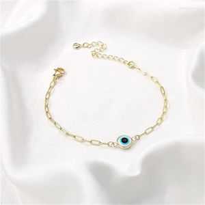 Pulseras con dijes, pulsera con cuentas de ojos azules malvados turcos para mujer, diseño de acero inoxidable, cadena con Clip de papel ajustable, regalo de joyería