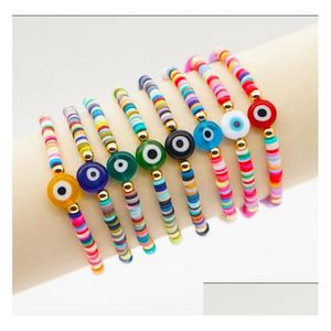 Charm Bracelets Turkish Evil Eye Bracelet Bohemian Soft Y Para Mujeres Vintage Beaded Bangle Colores mezclados Drop Delivery Jewelry Dhi81