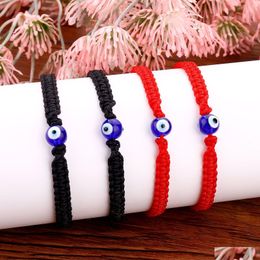 Bracelets de charme Turc Chanceux Mauvais Oeil Bleu Bracelets Pour Femme À La Main Tressé Corde Bijoux Rouge Noir String Bracelet Frie Dhgarden Dhibw