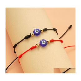 Bedelarmbanden Turkish Lucky Evil Blue Eye for Women Handmade Gevlochten Red Black Rope 7 Knopen Bracelet Sieraden Vriendschap Drop Dhwkj