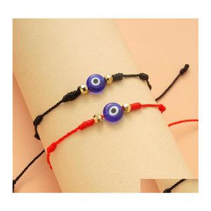 Bedelarmbanden Turkish Lucky Evil Blue Eye For Women Handmade Gevlochten Red Black Rope 7 Knopen Bracelet Sieraden Vriendschap Drop Delive OTWQS