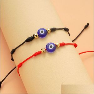 Charme Bracelets Turc Lucky Evil Blue Eye Pour Les Femmes À La Main Tressé Rouge Noir Corde 7 Noeuds Bracelet Bijoux Amitié Drop Delive Dhah0