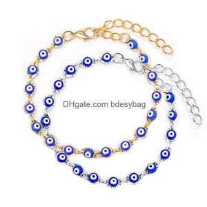 Pulseras de encanto Turco Lucky Evil Eye Pulseras Pulsera de cuentas azules Hombres Mujeres Joyería hecha a mano Mujer Drop Drop Entrega Joyería Brace Dhiwp