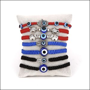 Bedelarmbanden Turkish Lucky Evil Eye for Women Handmade Gevlochten touw sieraden Rood Zwart Blue String Bracelet Friendship Druppel levering DHE68