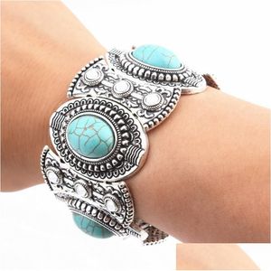 Bedelarmbanden Turquoise bedelarmbanden voor dames heren Verstelbare manchetarmband Boheemse sieraden Drop Delivery Sieraden Armbanden Dhram