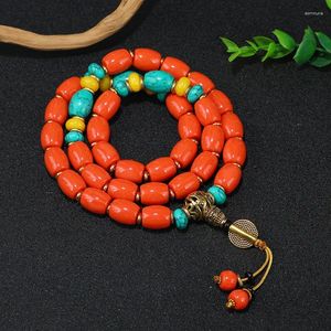 Bracelets de charme Turquoise Corail Bouddha Chapelet Perles Bracelet Marocain Femmes Filles Pour Hommes Pulvérisateur Original Tibétain