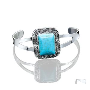 Brazalete Charm Turquoiss Brazalete para mujeres regalos geom￩tricos vintage abiertos abiertos de entrega de gotas joyas dhorz