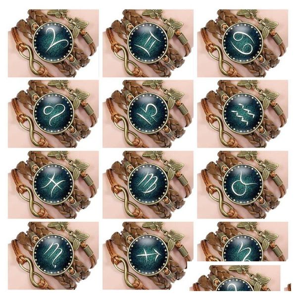 Charm Bracelets Twee Constellations Time Gem Pulsera de cuero Mti Layer Retro Combination Gsfb145 Mix Order 20 Pieces A Lot Drop Del Dh2Yq