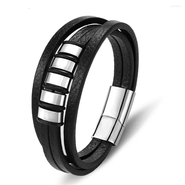 Braceletas Charm Tyo Hombres múltiples de alta calidad Pulsera de cuero de acero inoxidable Bugar el regalo de los brazaletes del Juego