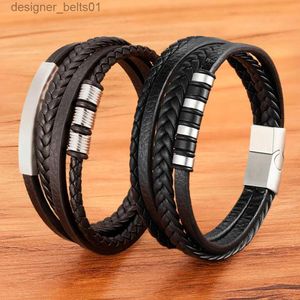 TYO Hot Sale Multilayer Gevlochten Wr Lederen Armbanden Voor Mannen Roestvrij Stalen Charme Magnetische Sluiting Rock Handgemaakte Armbanden GiftL231214